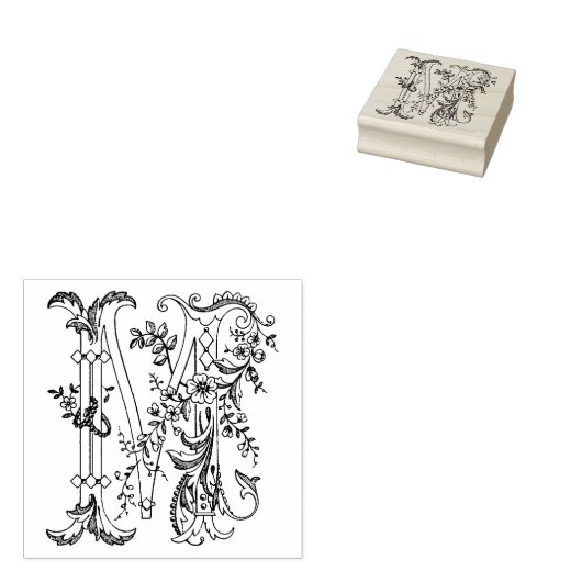 3サイズゴムスタンプモノグラムイニシャル文字M ラバースタンプ (押印)