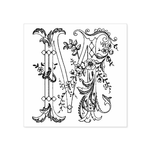 3サイズゴムスタンプモノグラムイニシャル文字M ラバースタンプ (インプリント)