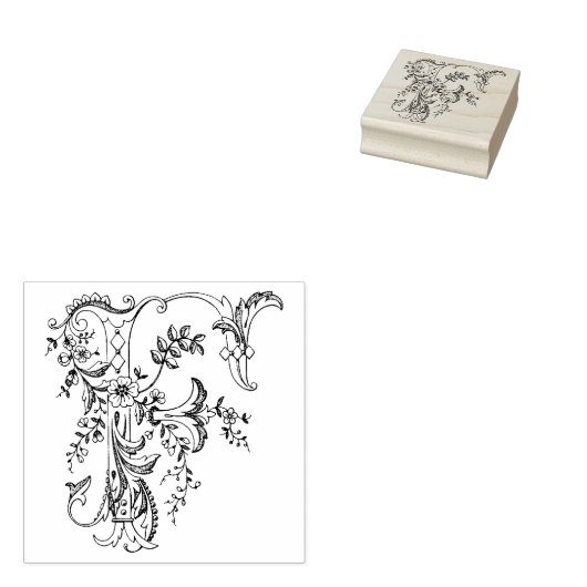 3サイズゴム印モノグラムイニシャル文字F ラバースタンプ (押印)