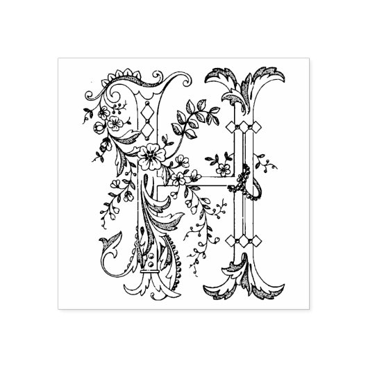 3サイズゴム印モノグラムイニシャル文字H ラバースタンプ (インプリント)