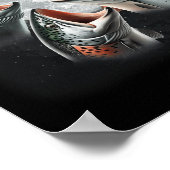 3サケの魚が月のサケの魚で吠えおもしろいる ポスター (角)