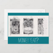 3サル型中国の型年始〔占星術の〕十二宮図P シーズンポストカード (正面/裏面)