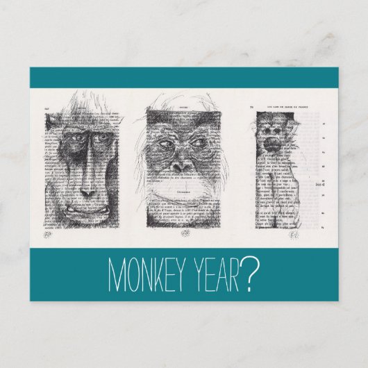 3サル型中国の型年始〔占星術の〕十二宮図P シーズンポストカード (正面)