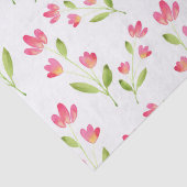 3サンゴのピンクの水色の茎花模様 薄葉紙 (詳細)