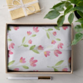 3サンゴのピンクの水色の茎花模様 薄葉紙 (ギフト)