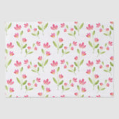 3サンゴのピンクの水色の茎花模様 薄葉紙 (正面)