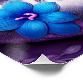 3シャム子猫紫色の花銀枕 ポスター (コーナー)