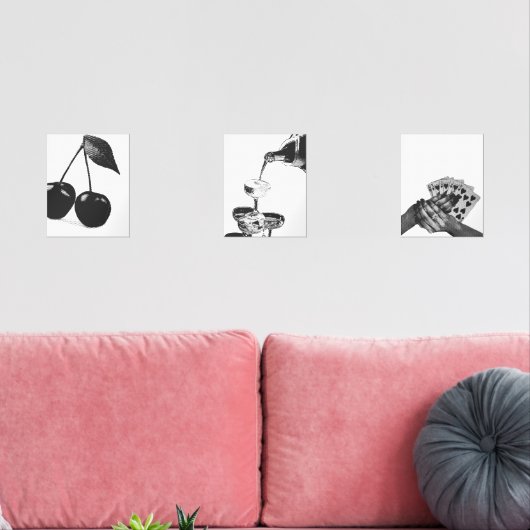 3シャンパンさくらんぼバーカートのプリントのファンキーセット (リビング)