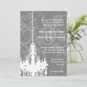 3シルバー&グレーシャンデリアダマスクウェディング招待状 招待状 (スタンド正面)