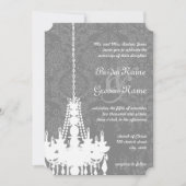 3シルバー&グレーシャンデリアダマスクウェディング招待状 招待状 (正面)