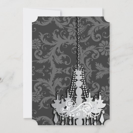 3シルバー&グレーシャンデリアダマスクウェディング招待状 招待状 (裏面)