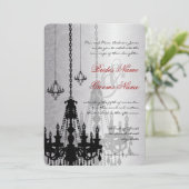 3シルバー&ブラックシャンデリアダマスクウェディング招待状 招待状 (スタンド正面)
