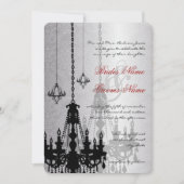 3シルバー&ブラックシャンデリアダマスクウェディング招待状 招待状 (正面)