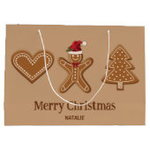 3ジンジャーブレッドクリスマスクッキーの形状と文字 ラージペーパーバッグ (裏面)