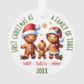 3ジンジャーブレッド家族の家族としての第1クリスマス オーナメント (裏面)