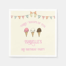 3スクープのおもしろい3rdバースアイスクリームパーティー スタンダードカクテルナプキン