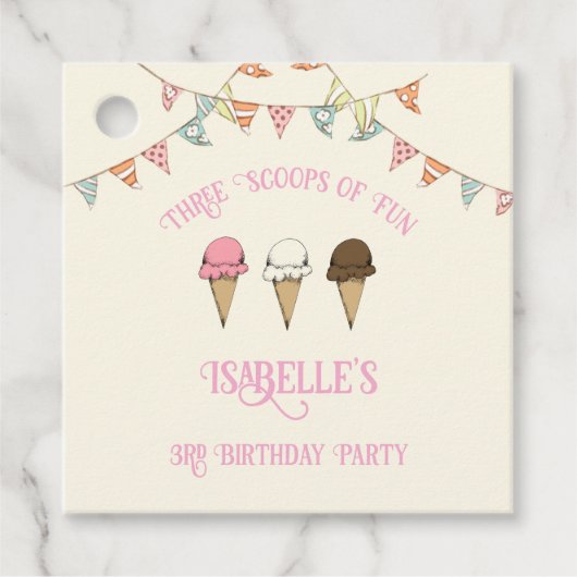 3スクープのおもしろい3rdバースアイスクリームパーティー フェイバータグ (正面)