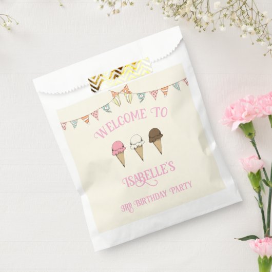 3スクープのおもしろい3rdバースアイスクリームパーティー フェイバーバッグ (封をした状態)
