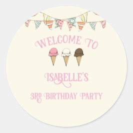 3スクープのおもしろい3rdバースアイスクリームパーティー ラウンドシール