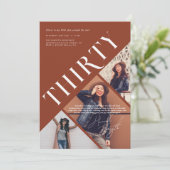 3スタイリッシュモダン人 | 30歳の誕生日3写真 招待状 (スタンド正面)