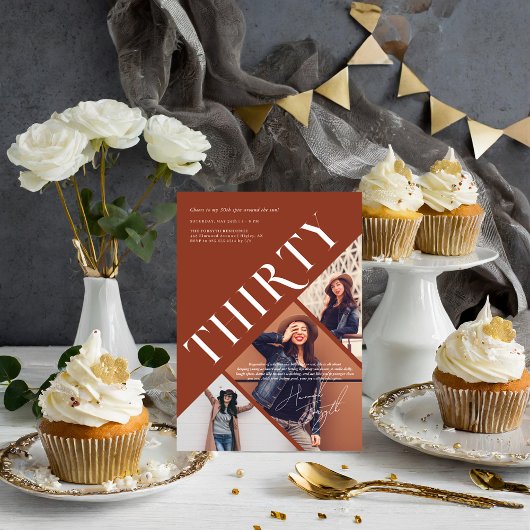 3スタイリッシュモダン人 | 30歳の誕生日3写真 招待状