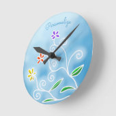 3スタイリッシュ花のアートワークを装飾 ラウンド壁時計 (傾斜)