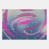 3セットのピンクのブラシストロークのラッピング紙 ラッピングペーパーシート (正面)