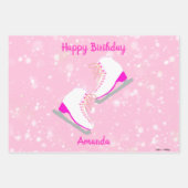 3セットの氷のスケートで滑るパパーソナライズされたターンピンクギフト ラッピングペーパーシート (正面3)