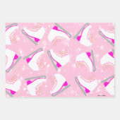 3セットの氷のスケートで滑るパパーソナライズされたターンピンクギフト ラッピングペーパーシート (正面)