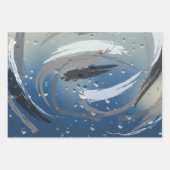 3セットの黒とグレーのブラシストロークのラッピング紙 ラッピングペーパーシート (正面3)