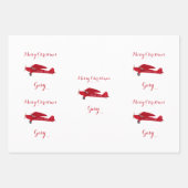 3セットメリークリスマスパーソナライズされた機 ラッピングペーパーシート (正面3)