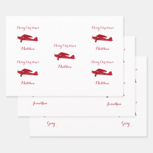 3セットメリークリスマスパーソナライズされた機 ラッピングペーパーシート (セット)