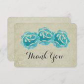3ティール（緑がかった色）水の色のバラタンダマスクありがとう サンキューカード (正面/裏面)