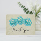 3ティール（緑がかった色）水の色のバラタンダマスクありがとう サンキューカード (スタンド正面)