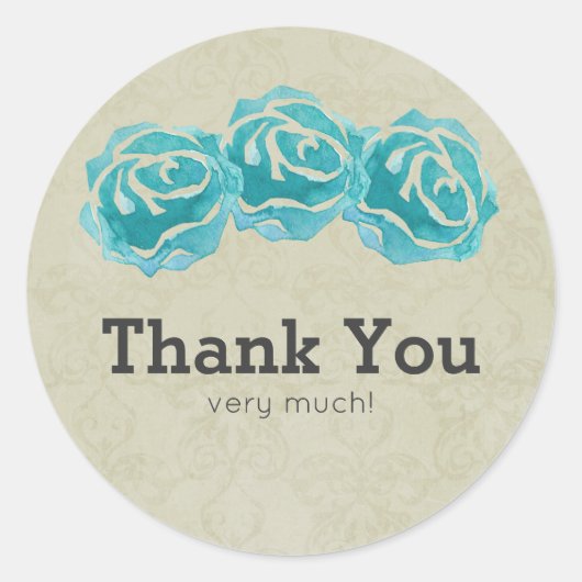 3ティール（緑がかった色）水の色のバラタンダマスクありがとう ラウンドシール (正面)