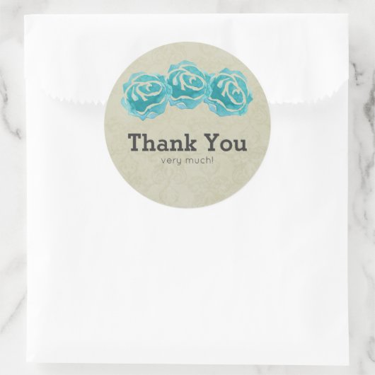 3ティール（緑がかった色）水の色のバラタンダマスクありがとう ラウンドシール (バッグ)