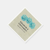 3ティール（緑がかった色）水の色のバラタンダマスクウェディング スタンダードカクテルナプキン (角)
