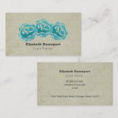 3ティール(緑がかった色)水カラーバラオンタンダマスクヴィンテージ 名刺 (正面/裏面)