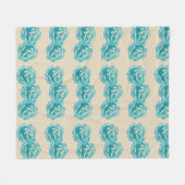 3ティール（緑がかった色）水カラーバラオンTan Backdrop フリースブランケット (正面(横))