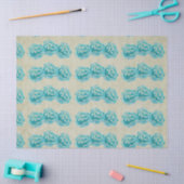 3ティール（緑がかった色）水カラーバラタンダマスクパターン 薄葉紙 (クラフト)