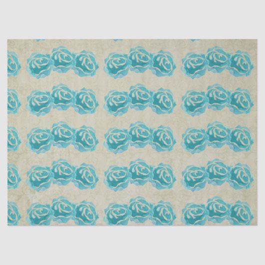 3ティール（緑がかった色）水カラーバラタンダマスクパターン 薄葉紙 (正面)