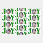 3トーン緑の喜びクリスマスホリデーフォト ラッピングペーパーシート (正面2)