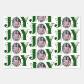 3トーン緑の喜びクリスマスホリデーフォト ラッピングペーパーシート (正面)