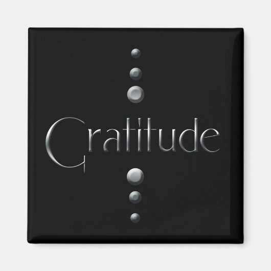 3ドットシルバーブロック感謝と黒の背景 マグネット (正面)