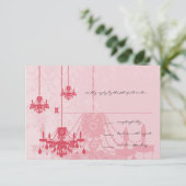 3ハニーサックルシャンデリアダマスクウェディングRSVP 出欠カード (スタンド正面)