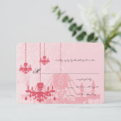 3ハニーサックルシャンデリアダマスクウェディングRSVP 出欠カード (スタンド正面)