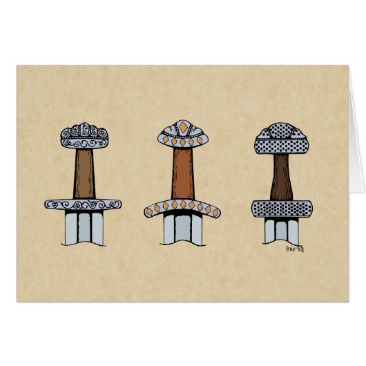 3バイキング剣の柄グリーティングカード (正面横)