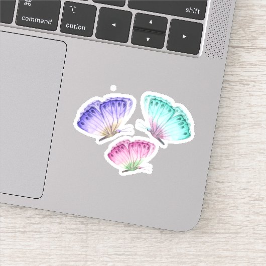 3パステルかわいらしウォーターカラー蝶 シール (詳細)