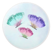 3パステルかわいらしウォーターカラー蝶 セラミックノブ (正面)