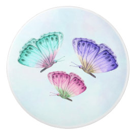 3パステルかわいらしウォーターカラー蝶 セラミックノブ